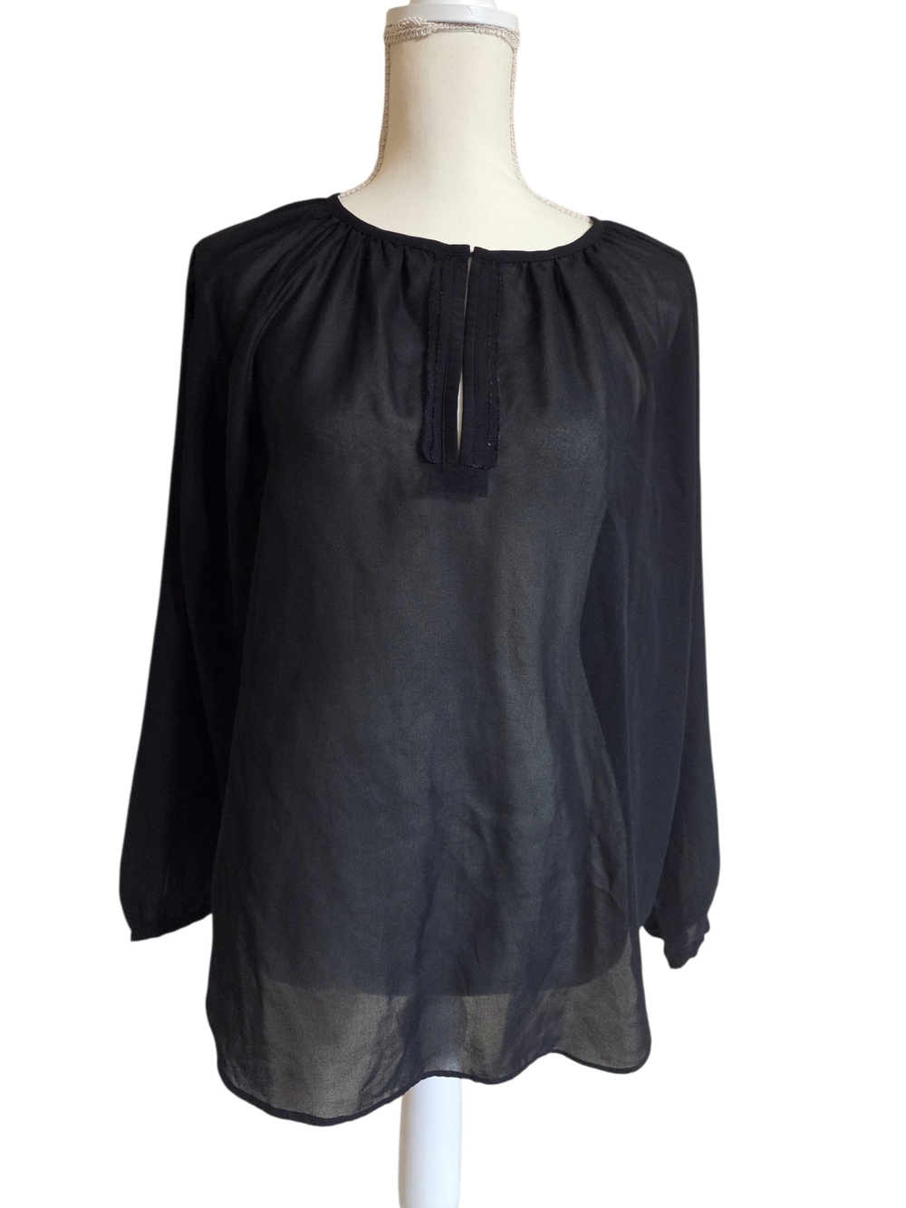 Mossimo Black Long-Sleeve Peasant Blouse